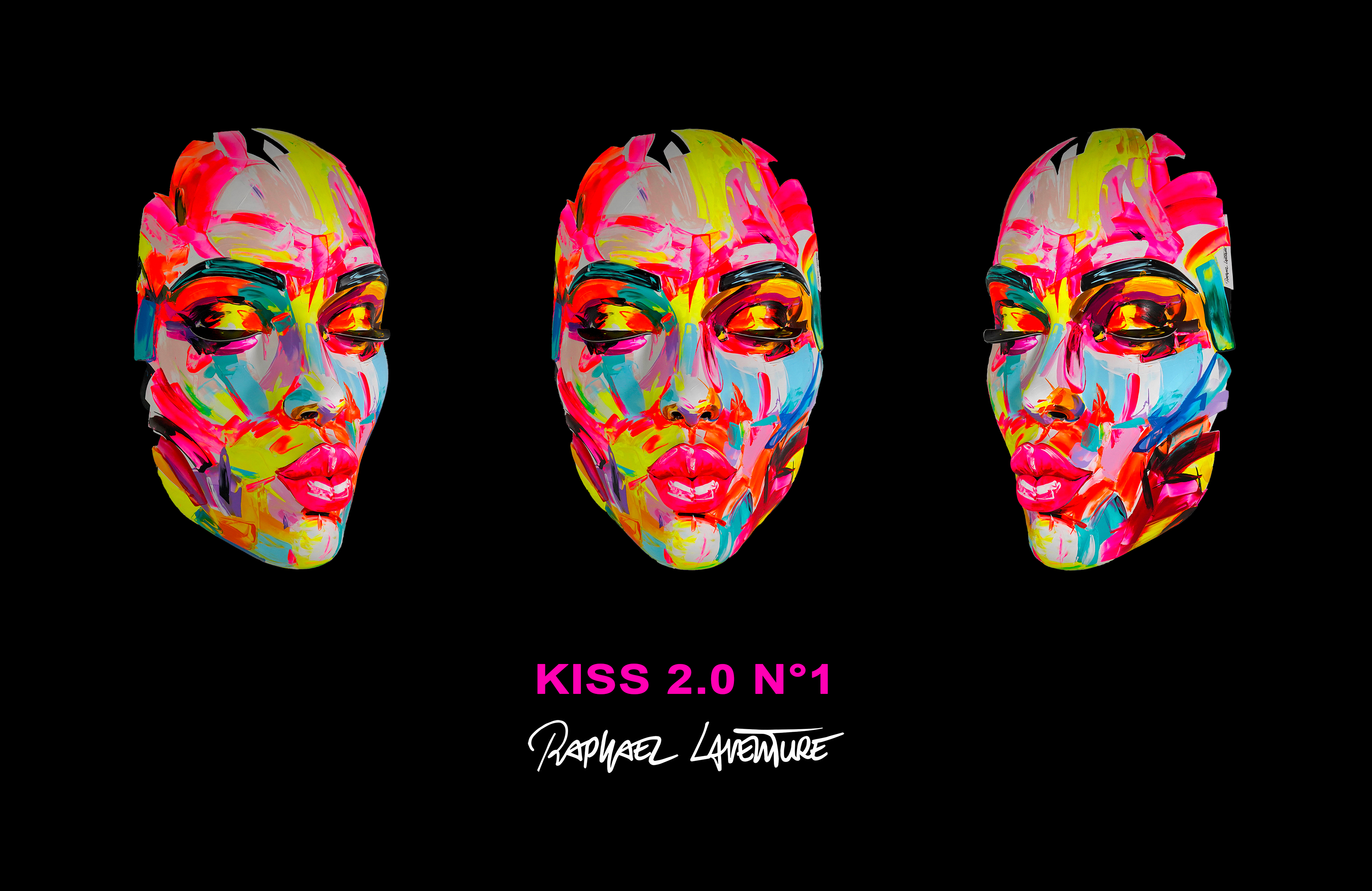 Joy Kiss 2.0 no.1 by Raphaël Laventure, hand-painted sculpture, presented by Art.M Luxembourg